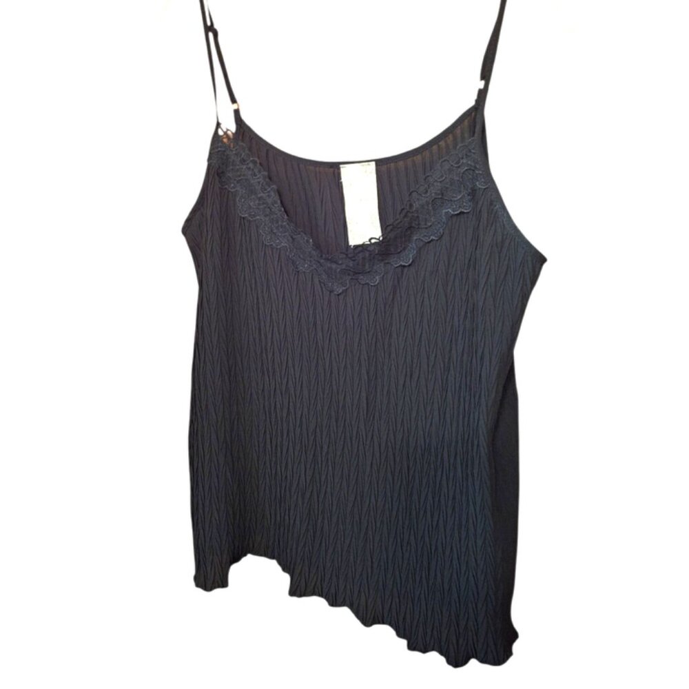 Blu Pepper Ladies Medium  Black Pleated Lace Cami Top Elegant Gothic Fairycore